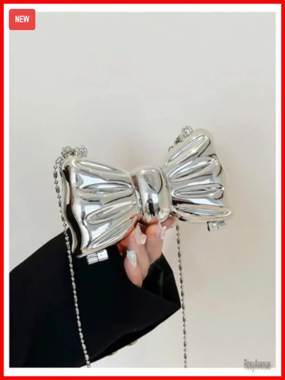 Bow Shaped Mini Clutch Purse with Chain Strap